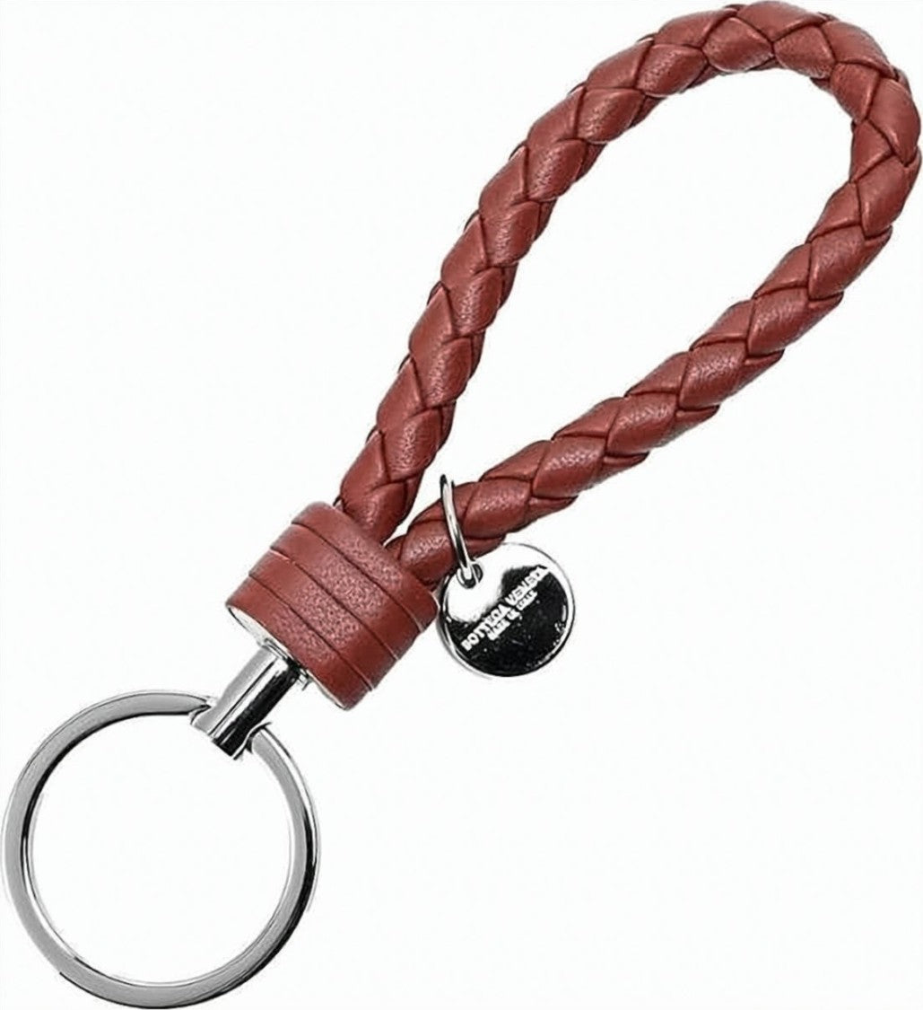 Bottega Veneta Braided Leather Keyring With Polished Finish And Silver-Tone Hardware