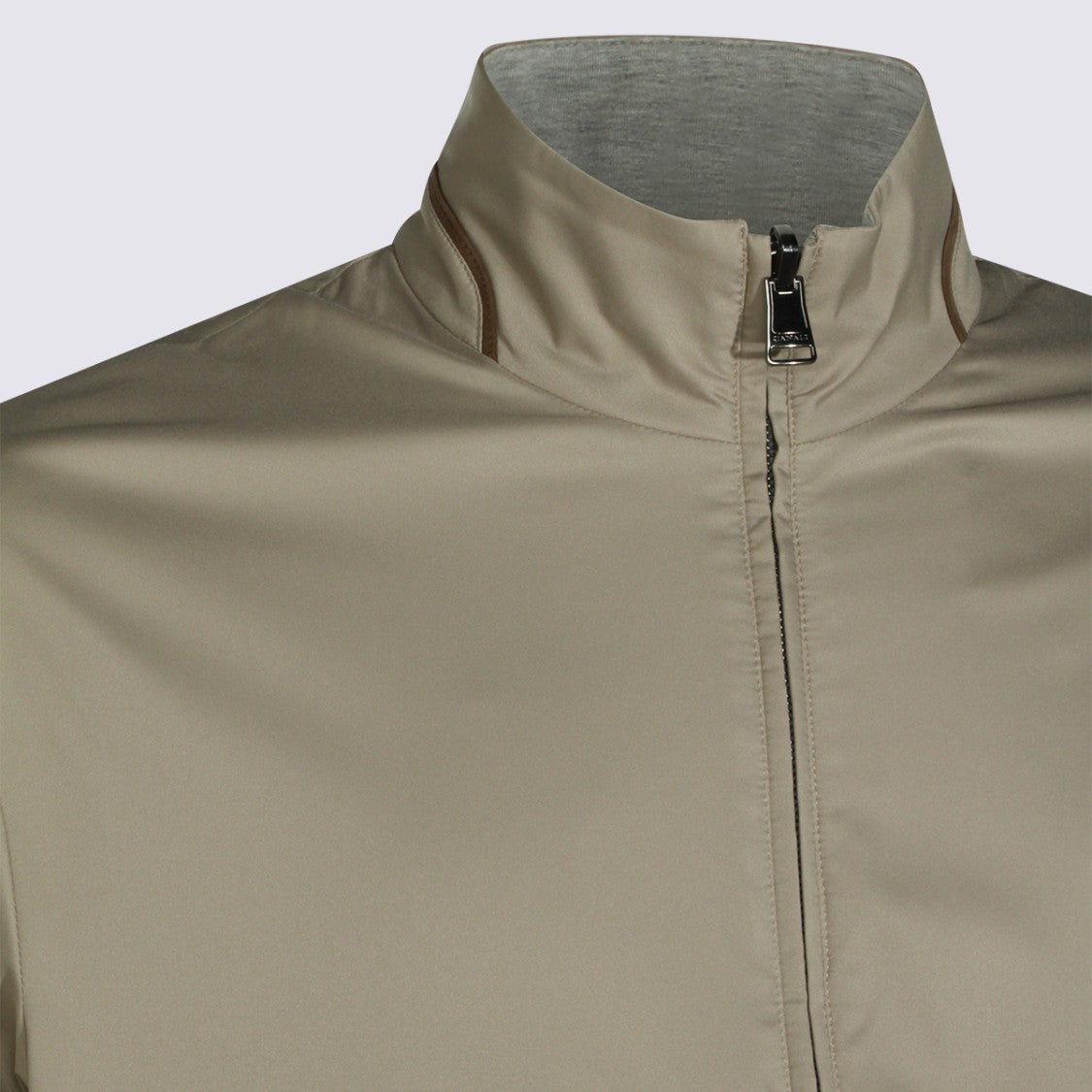 Canali Minimalist High Collar Jacket With Front Zipper And Smooth Finish