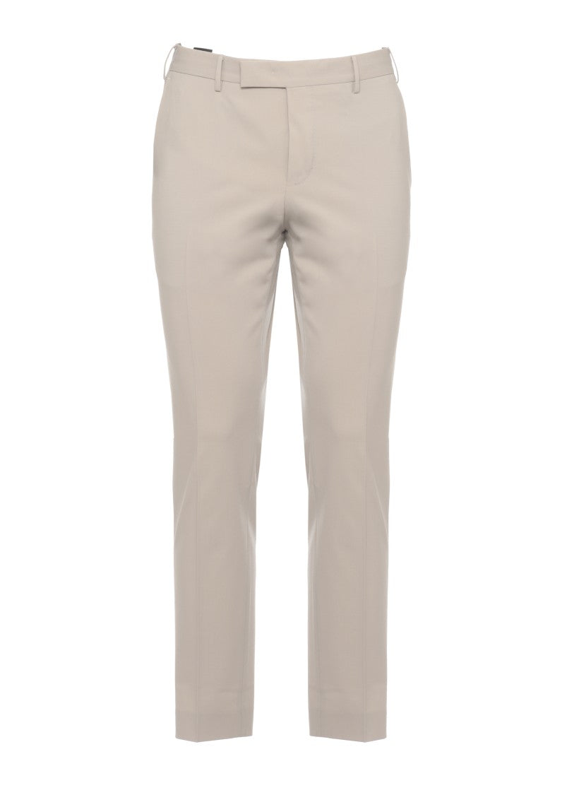 Pt Torino Beige Wool Straight-Leg Pants