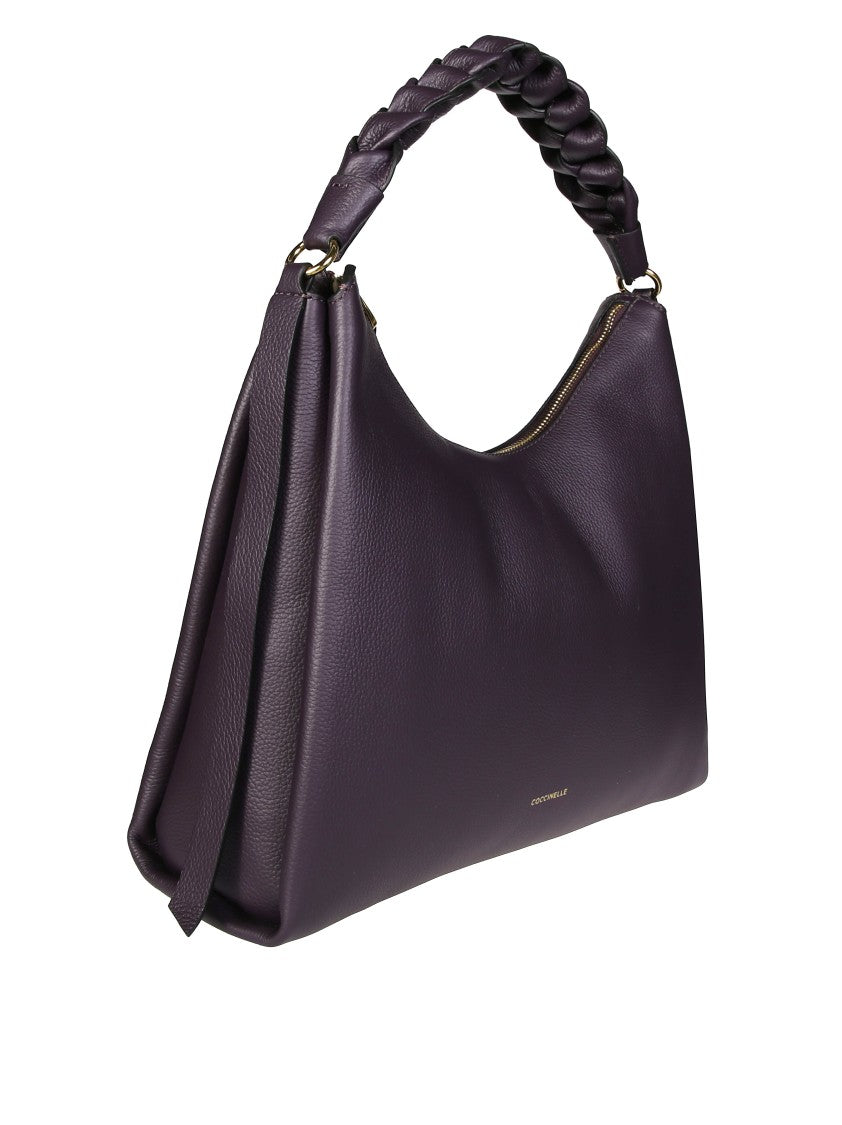 Coccinelle Braided Handle Handbag In Soft Double-Grain Leather