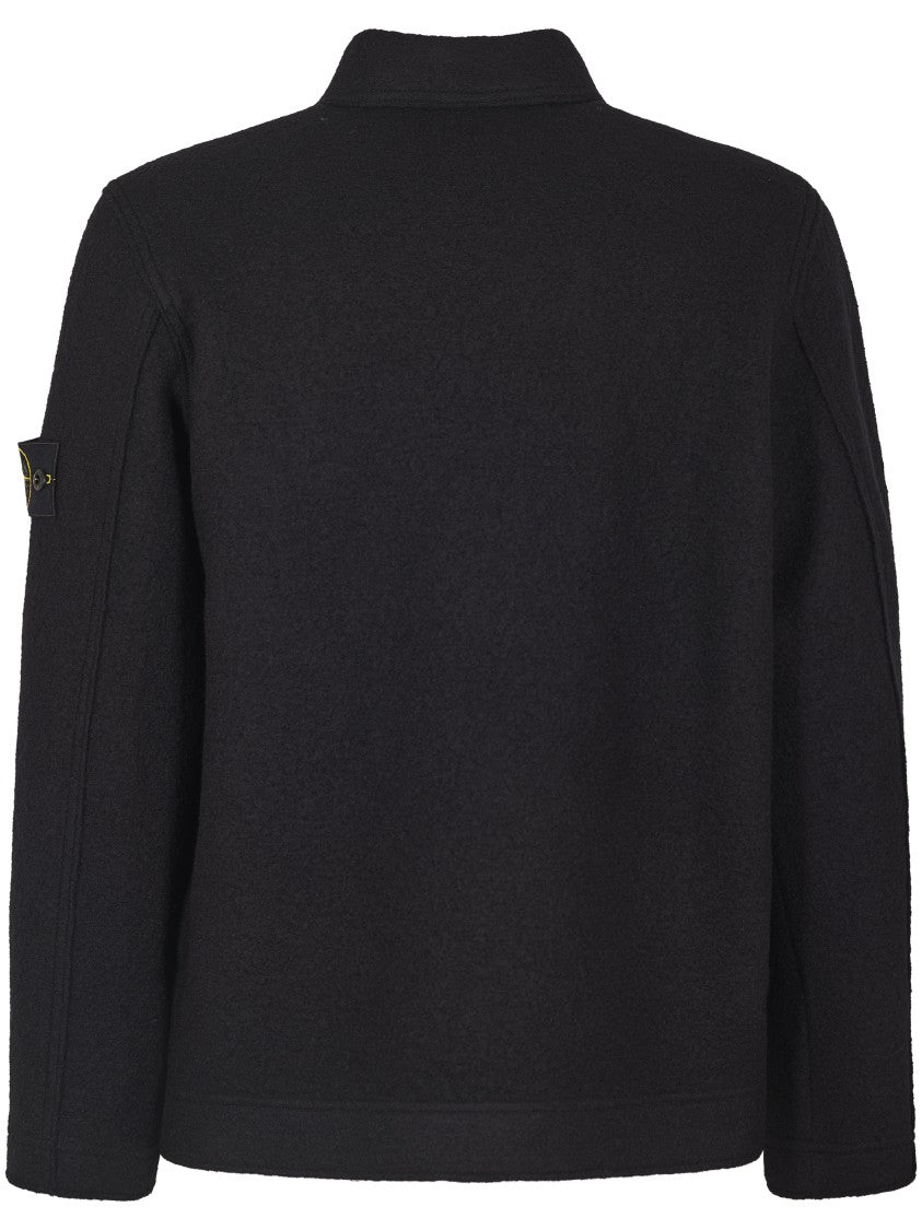 Stone Island Textured Knit Sweater With Button-Up Front