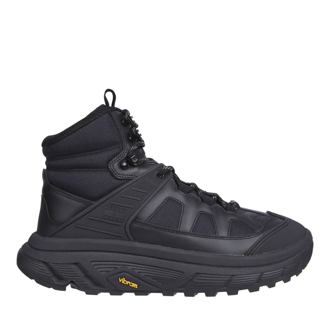 Tommy Jeans Black Leather Urban Padded Collar Boots