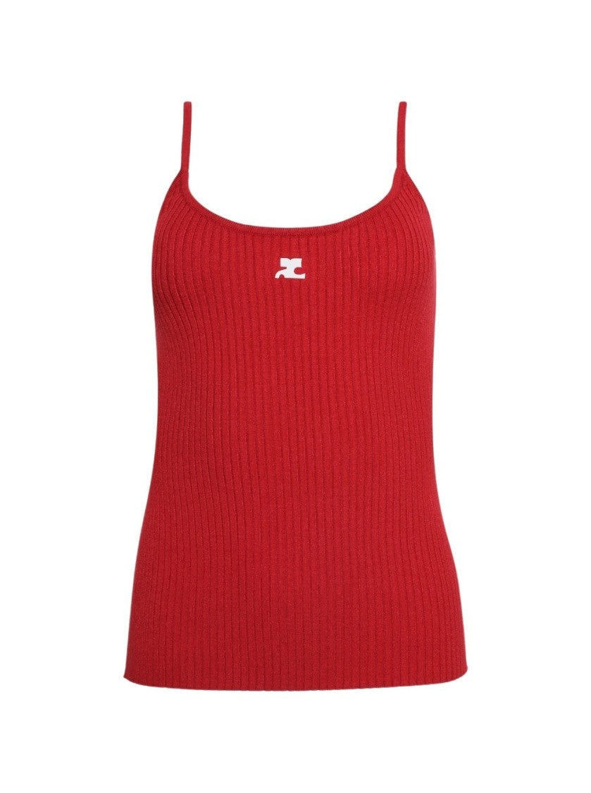 Courrèges Reedition Knit Tank Top Red