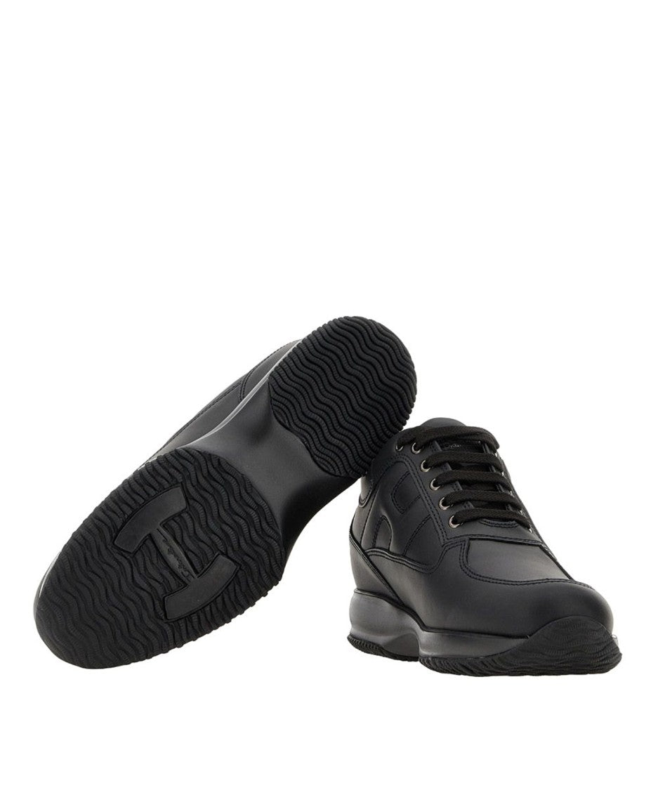 Hogan Contemporary Black Calfskin Sneakers With Elegant Design