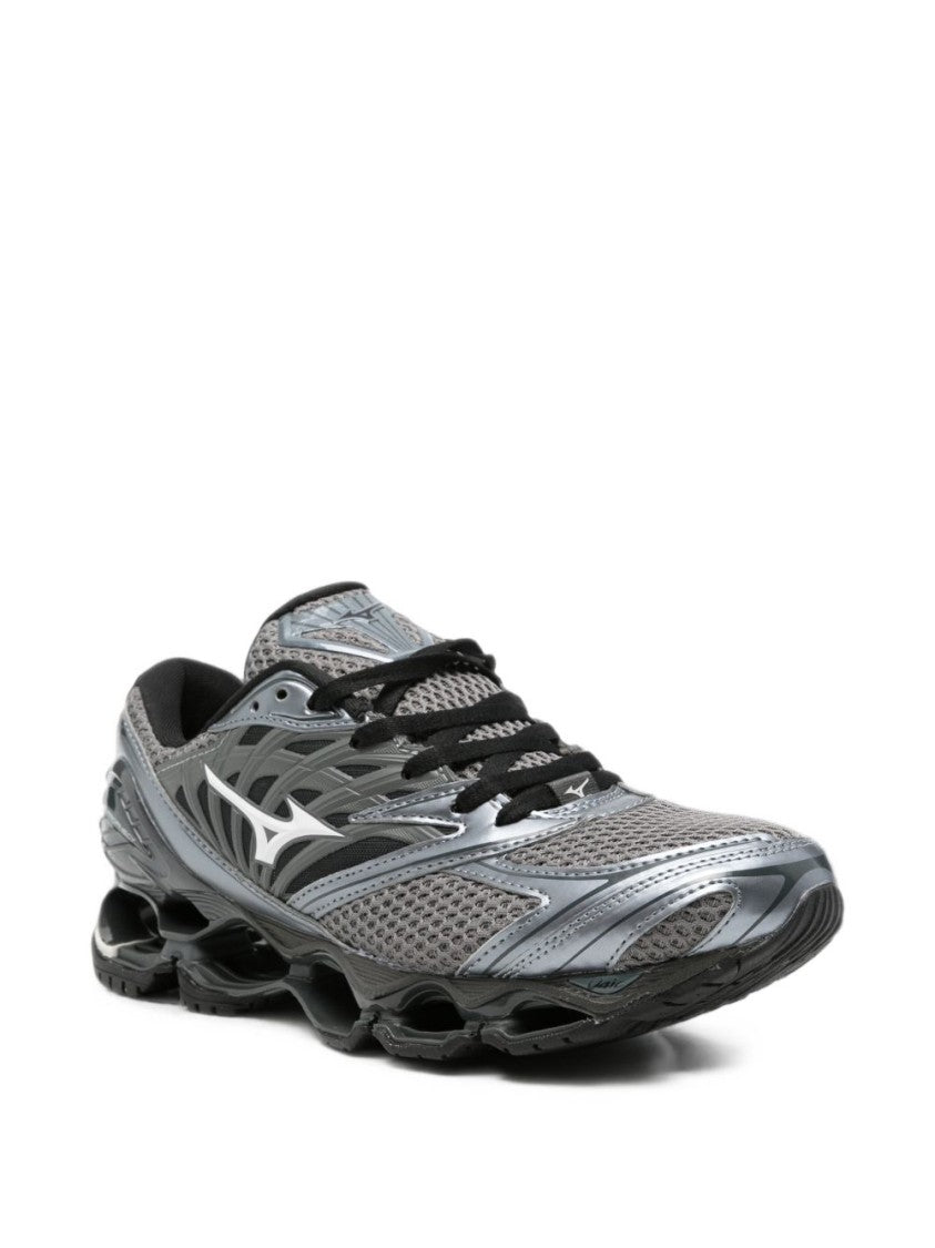 Mizuno Grey Mesh Upper Sculpted Sole Futuristic Sneakers