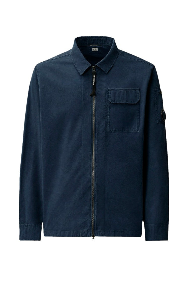 C.P. Company Navy Lens Detail Collared Cotton Overshirt
