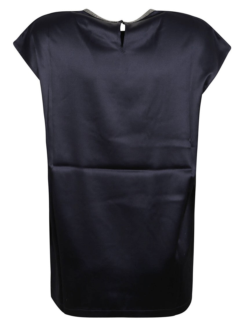 Fabiana Filippi Silk Blouse With Keyhole Detail And Cap Sleeves