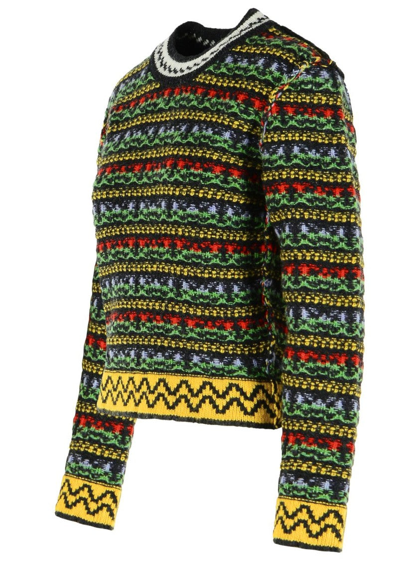 Marni Multicolor Striped Virgin Wool Sweater With Ribbed Details