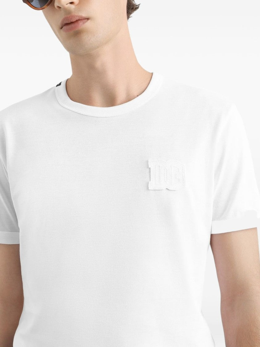 Dolce & Gabbana White Logo Appliqué T-Shirt