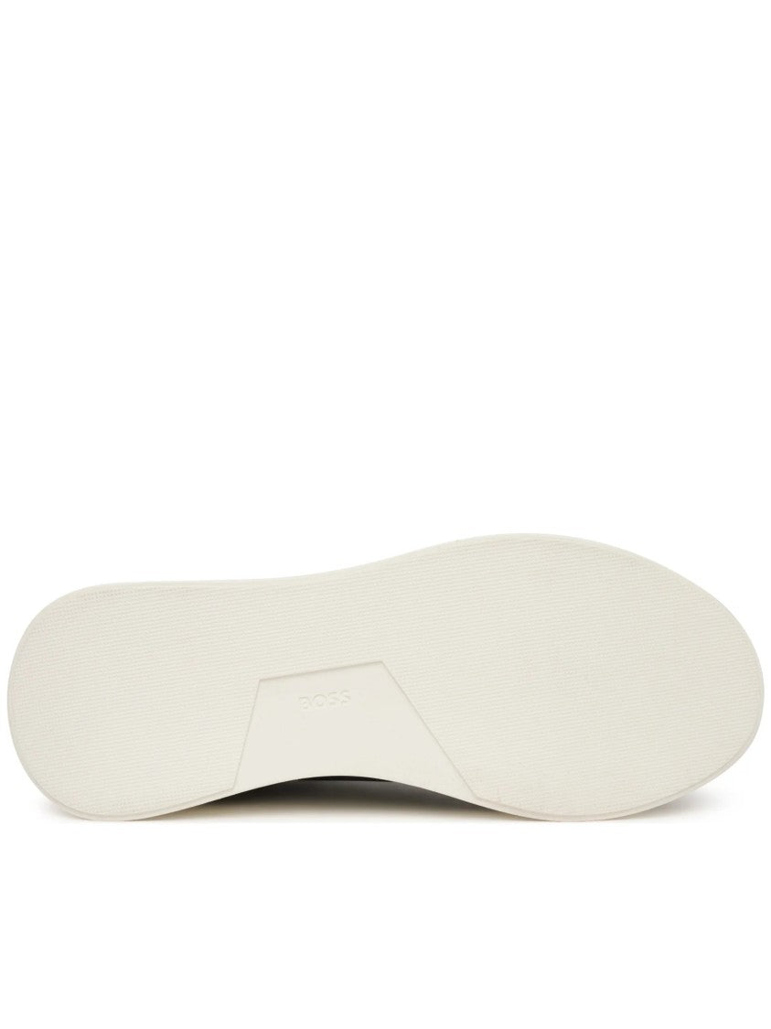 Hugo Boss Navy Smooth Leather White Sole Sneakers
