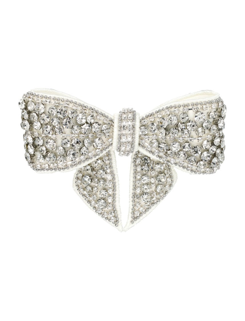Self-Portrait Silver Crystal Bow Hair Clips