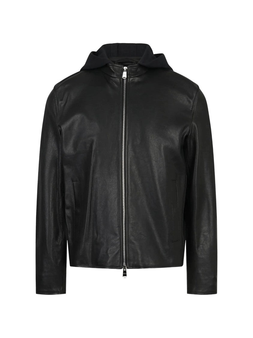 Dondup Black Lambskin Leather Biker Jacket
