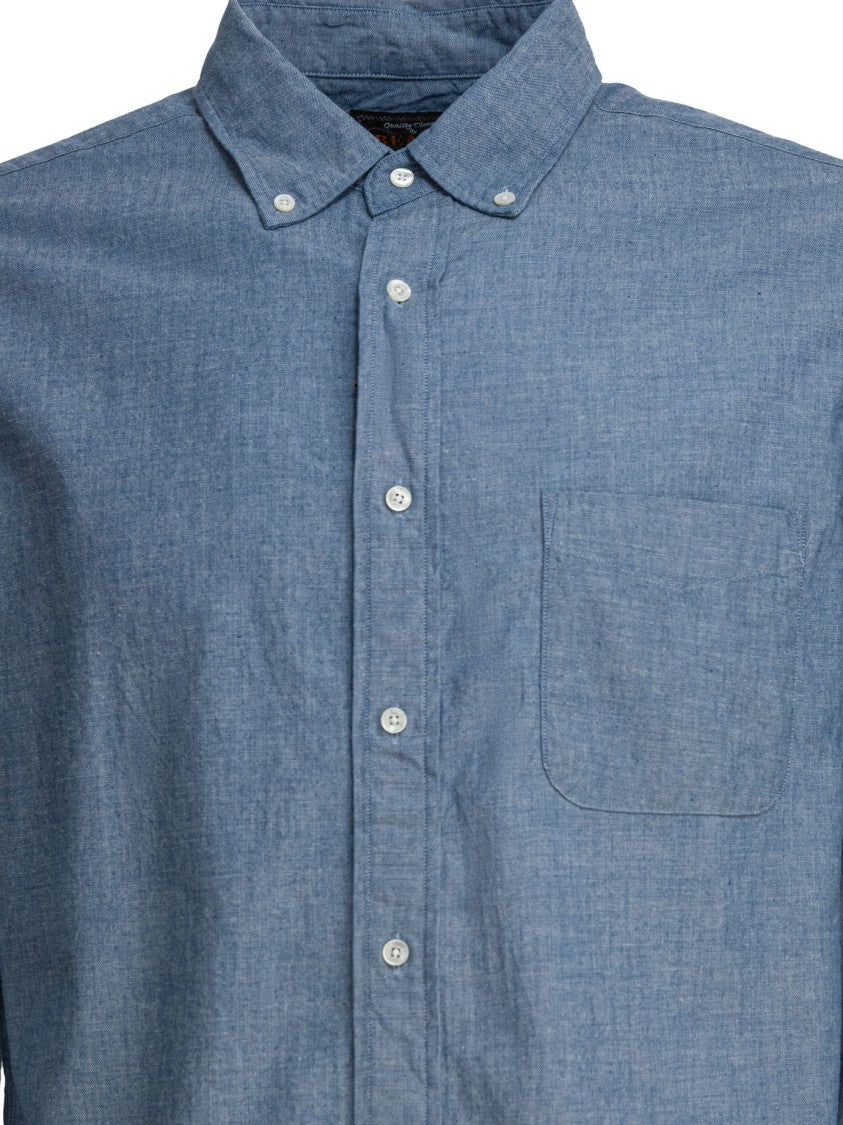 Beams Plus Shirt With Button-Down Collar In Premium Selvedge Chambray