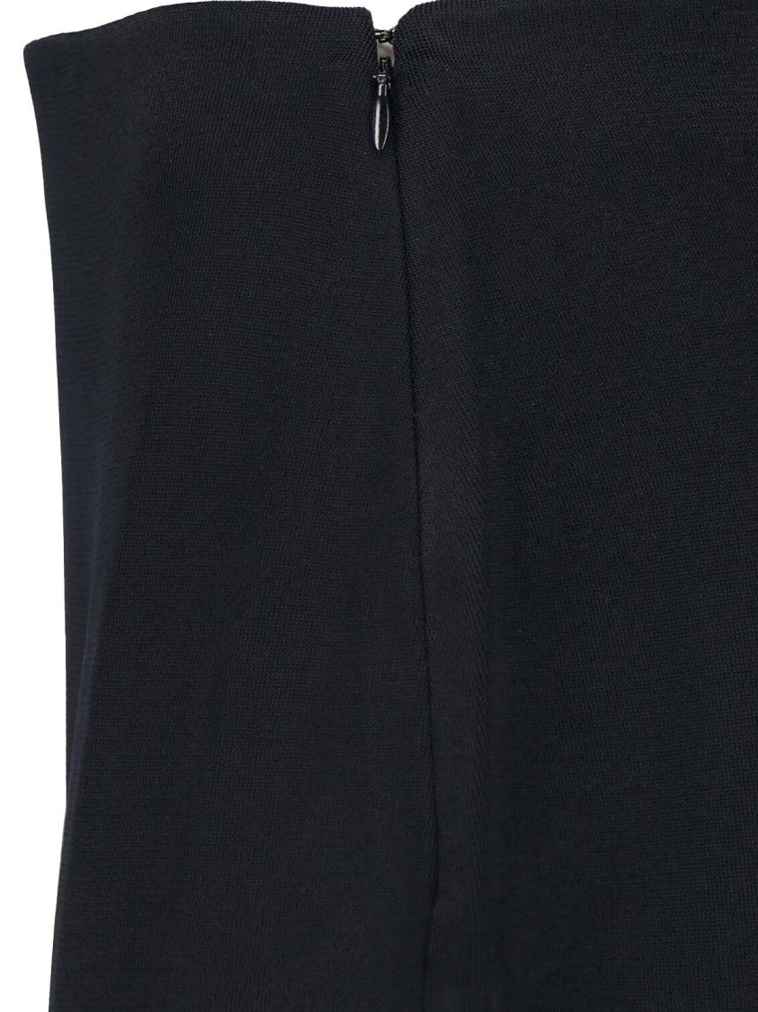 Balmain Black Viscose Lace Midi Skirt