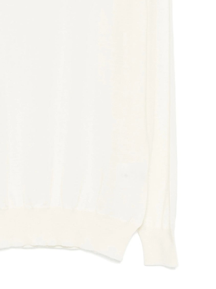 Lardini Minimalist White Long-Sleeve Polo Shirt