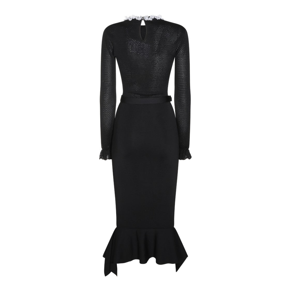 Self-Portrait Black Ruffled Hem Floral Midi Dress