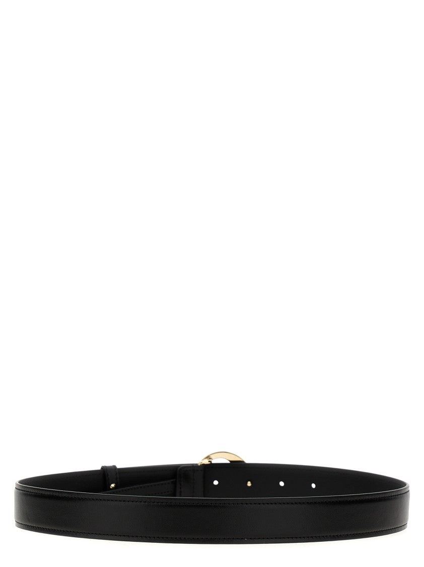 Gucci Black Leather Belt With Interlocking Gg Buckle