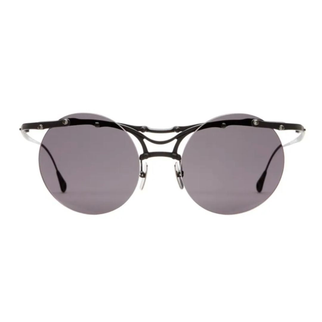 Innerraum O01 Round Dark Lens Sunglasses With Cut-Out Details