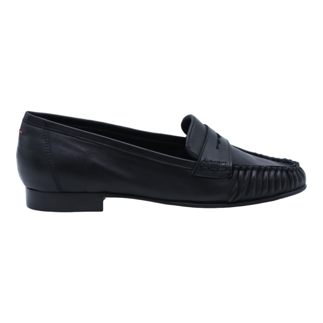 Aeydē Penny Loafer-Inspired Leather Flats With Gathered Stitching