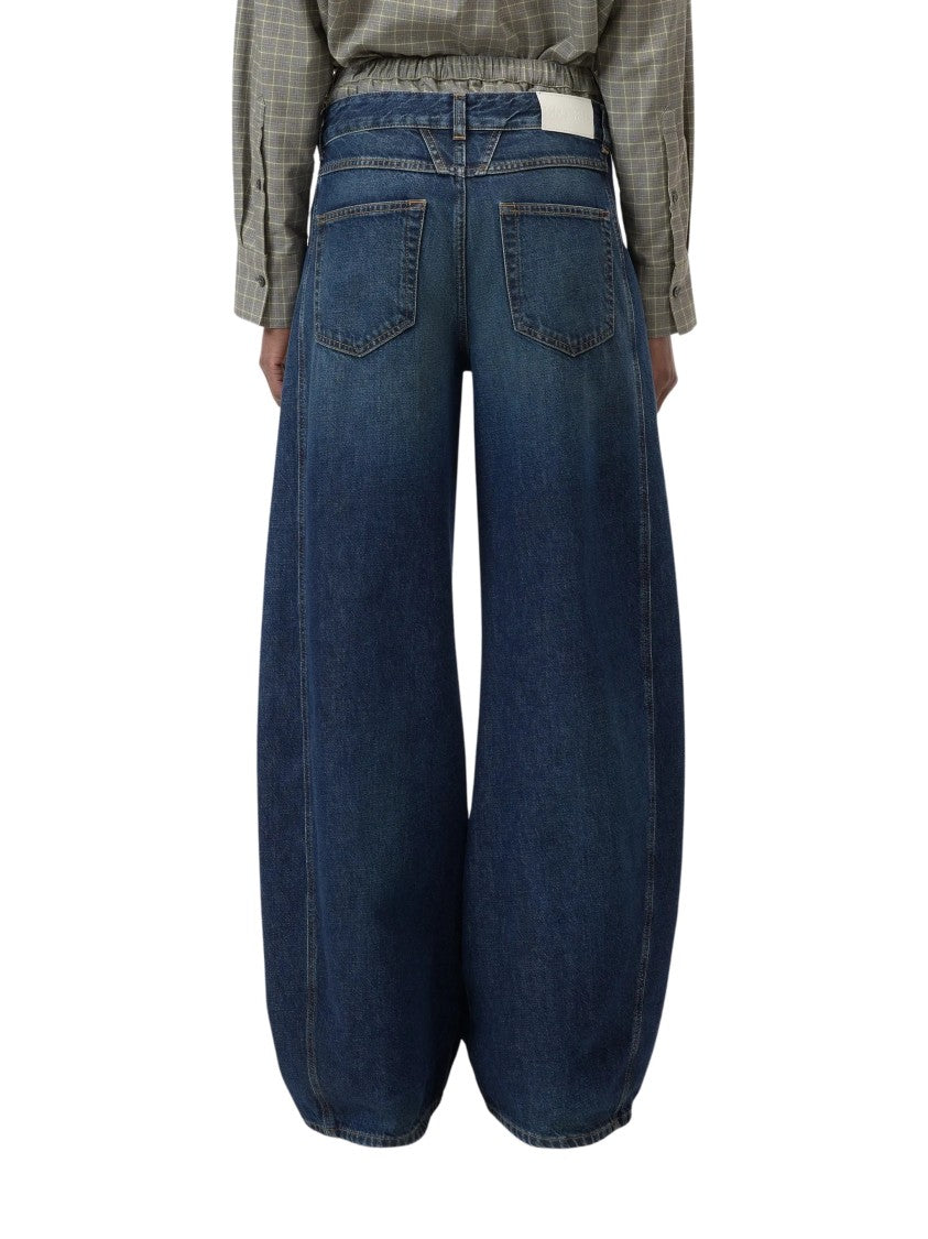 Closed Dark Blue Faded Wide-Leg Jeans
