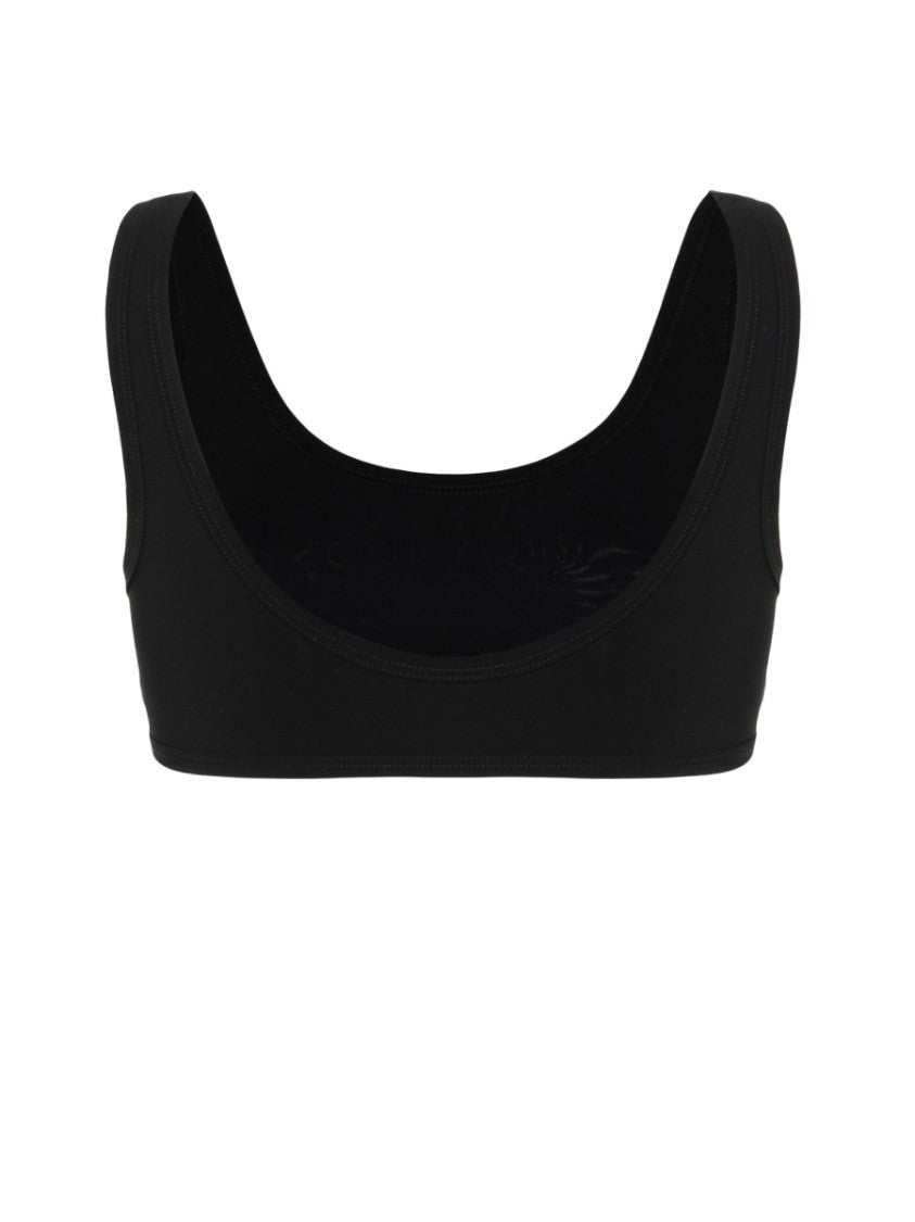Jil Sander Black Logo Bikini Top With Scoop Neckline