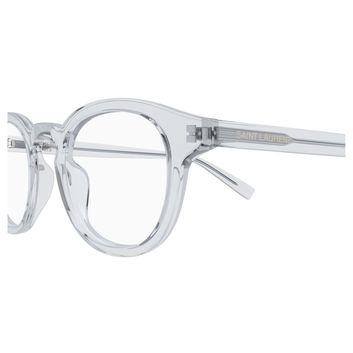 Saint Laurent Translucent Rounded Frame Eyeglasses With Keyhole Bridge
