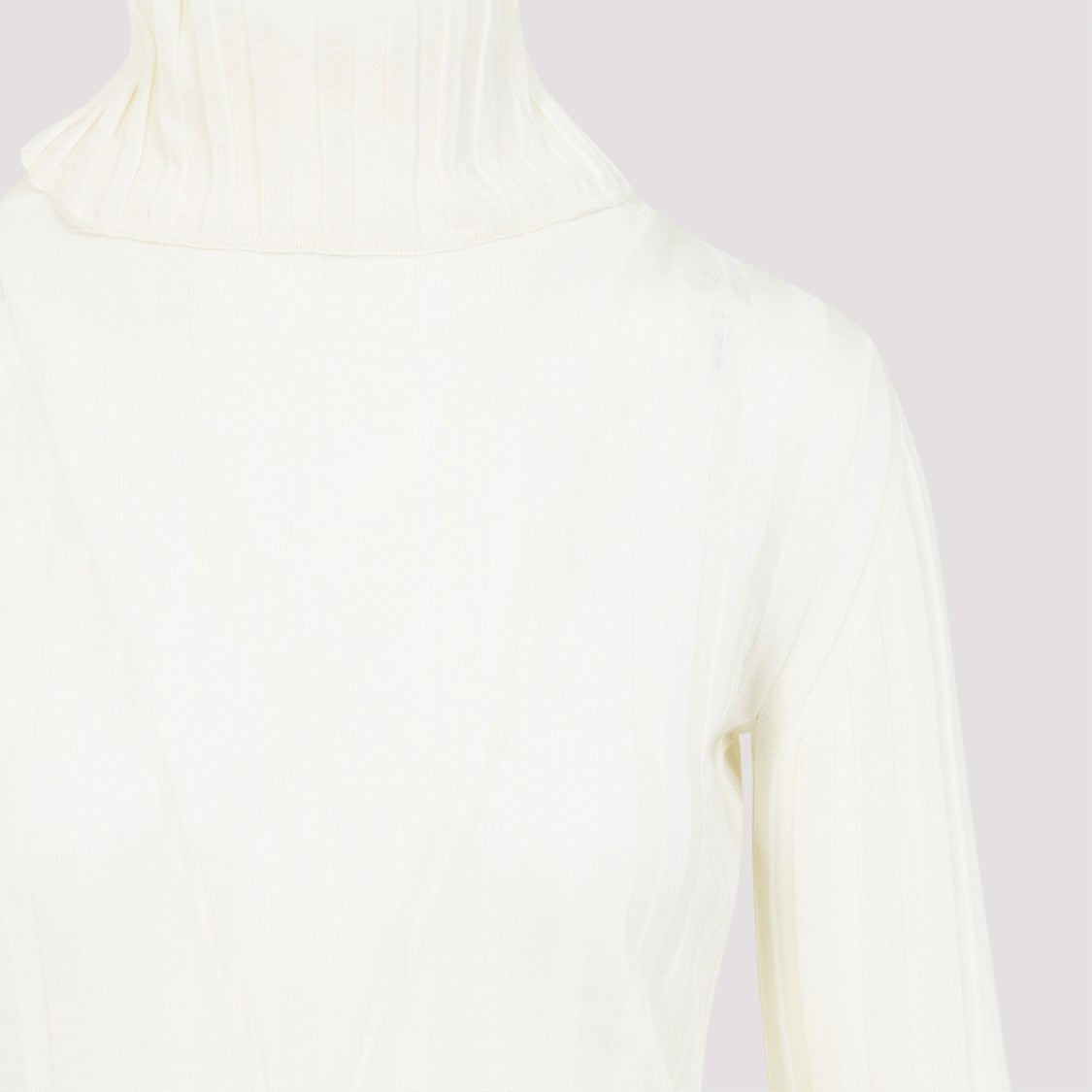 Carven Turtle Neck Underpinning Ecru Wool Pullover