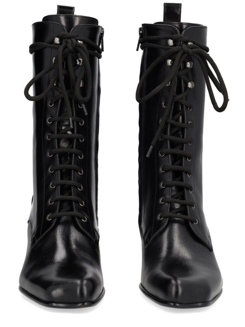Vivienne Westwood Polished Leather Boots With Sculpted Block Heel