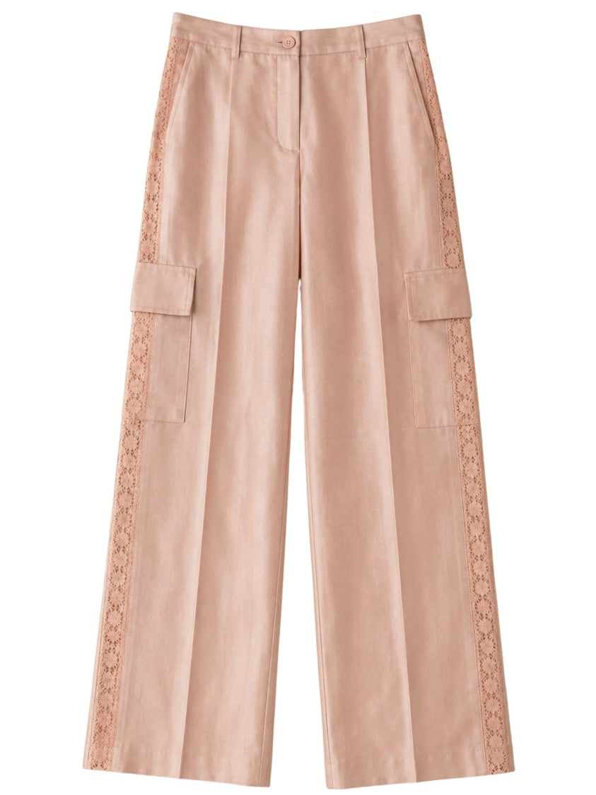 Blugirl Wide-Leg Lace Detail Cargo Pants