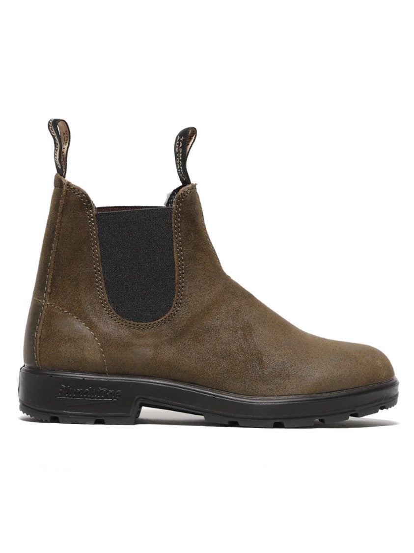 Blundstone Ankle Boot With Side Elastics In Soft Green Suede