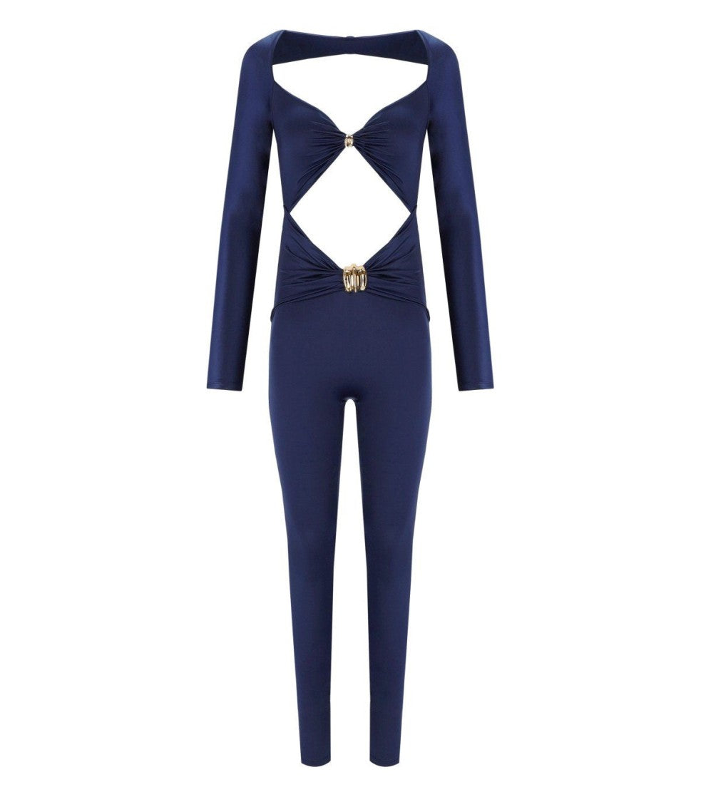 Elisabetta Franchi Oltremare Jumpsuit With Maxi Bow