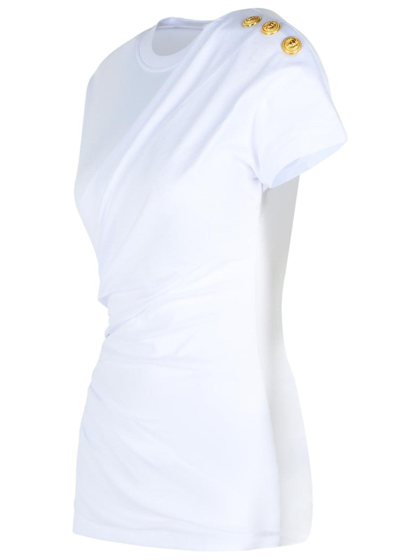 Balmain White Cotton T-Shirt