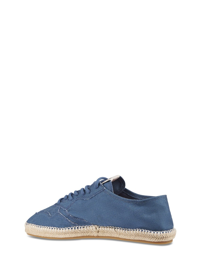 Autry Canvas Lace-Up Flat Shoes With Woven Jute Sole