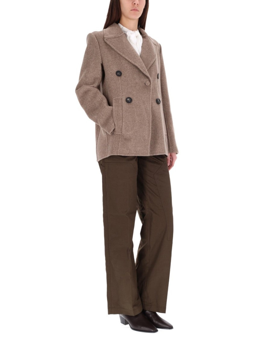 Tory Burch Double-Breasted Wool Blend Coat