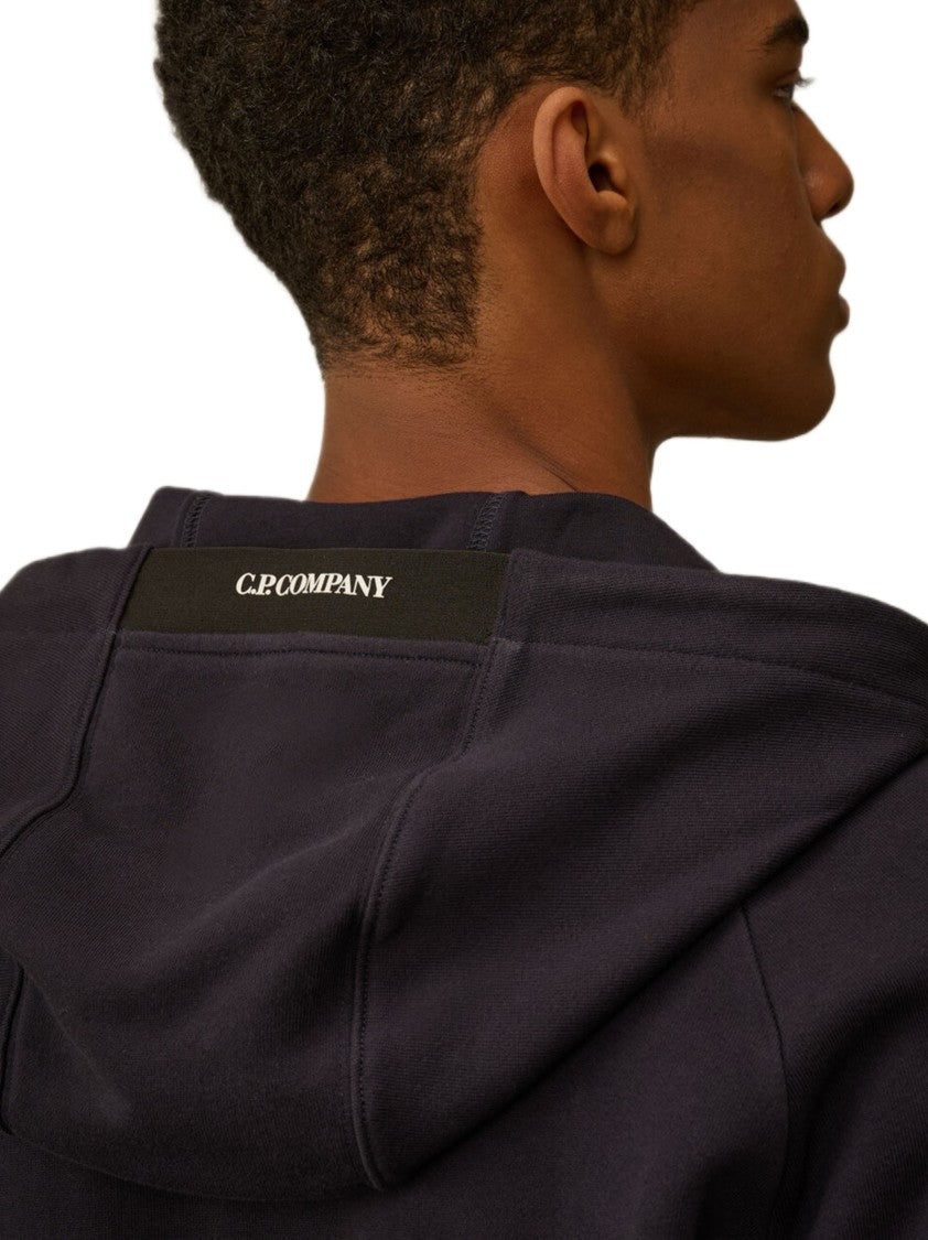 C.P. Company Full Zip Sweatshirt In Diagonal Raised Fleece With Iconic Logo
