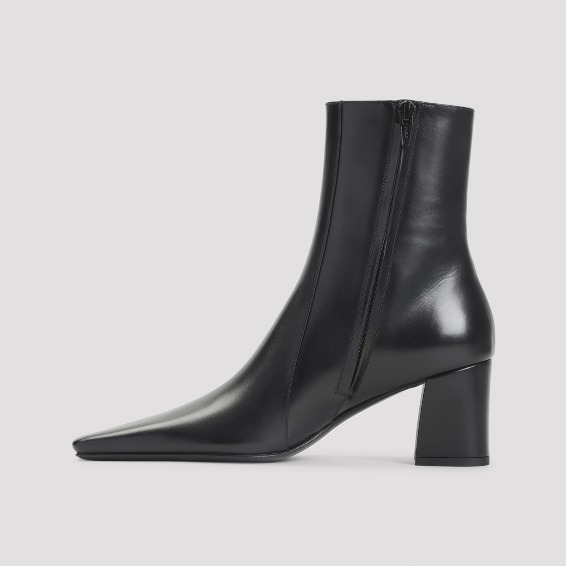 Saint Laurent Pointed Toe Ankle Boots With Polished Leather Finish