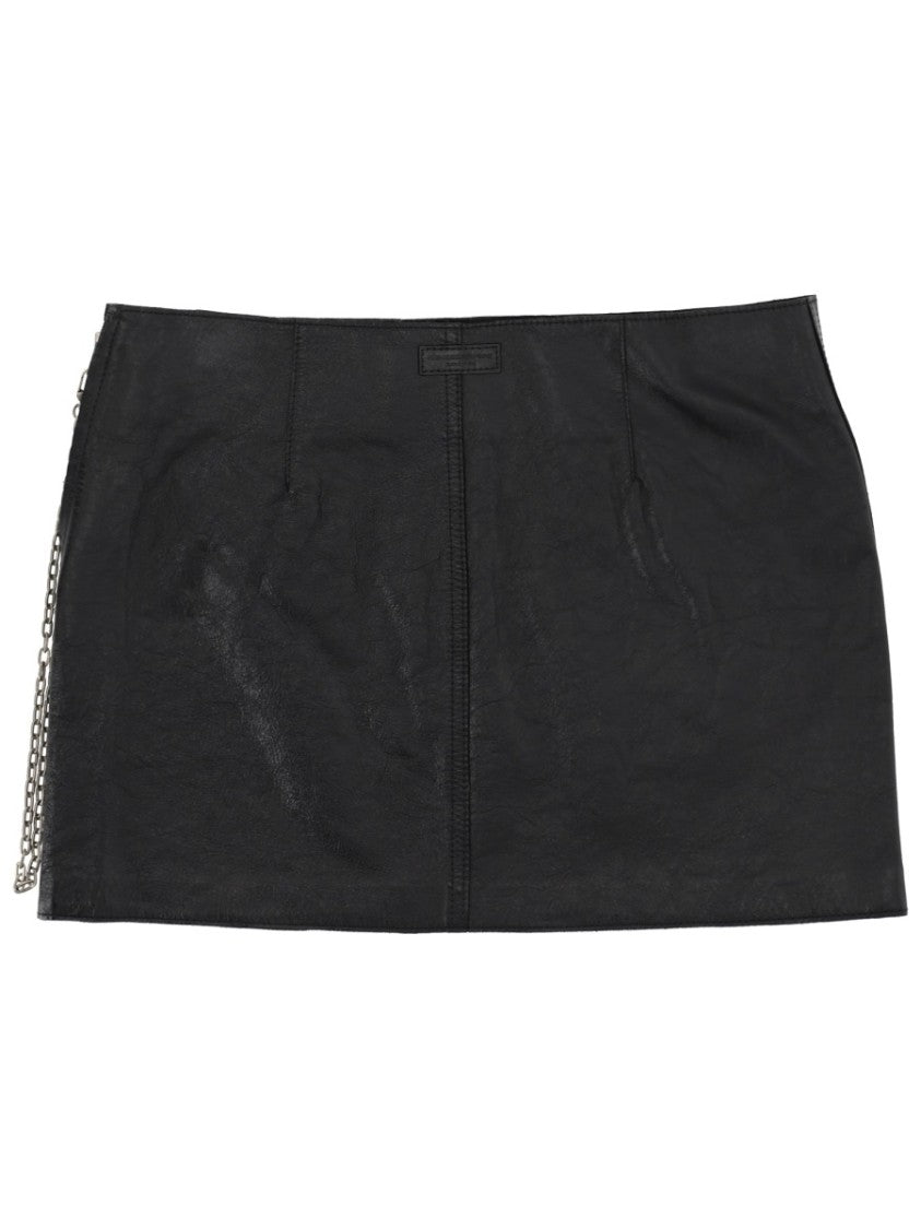 Alexander Wang Black Silver Chain Cow Leather Mini Skirt