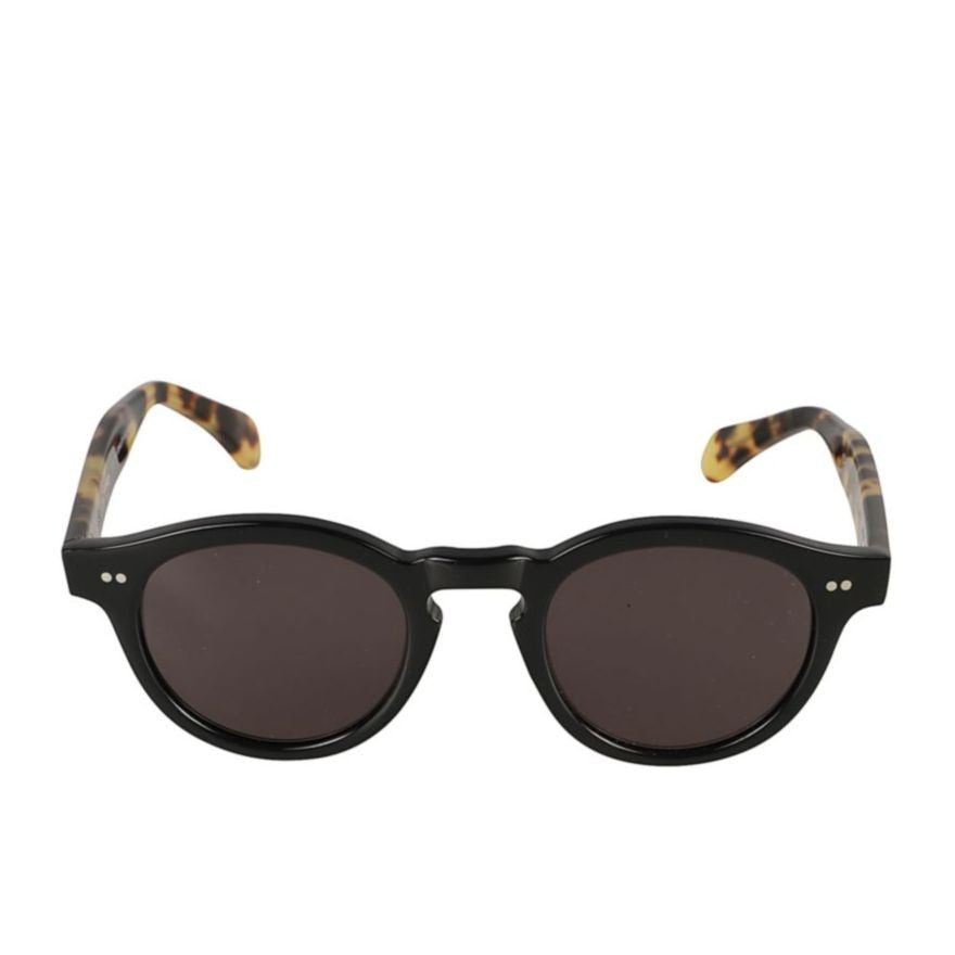 Kador Tony Glossy Black Round Frame Sunglasses With Tortoiseshell Arms