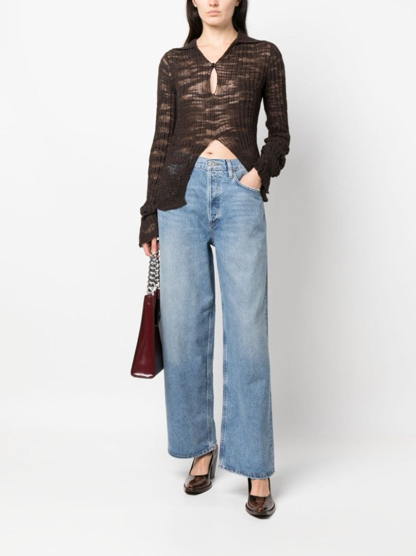 Agolde Light Blue Wash Relaxed Wide-Leg Jeans