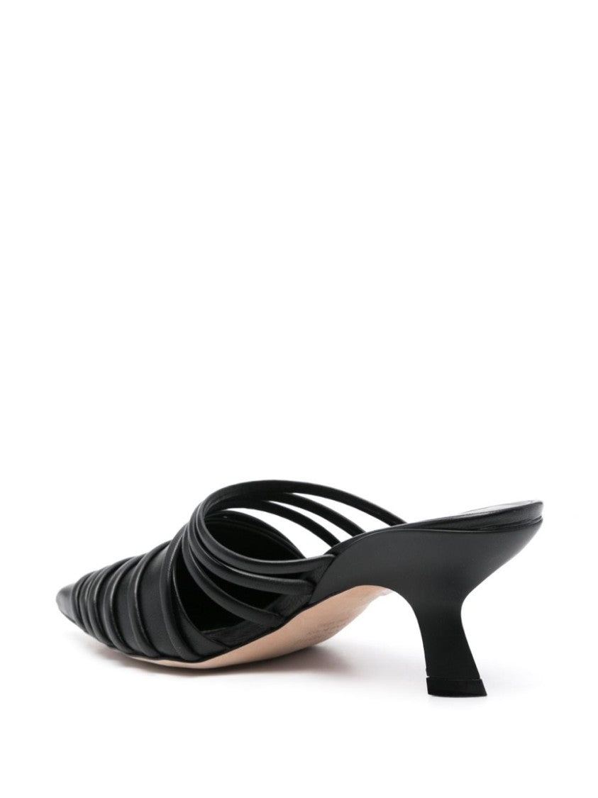 Vic Matié Pointed Toe Black Calf Leather Sandals
