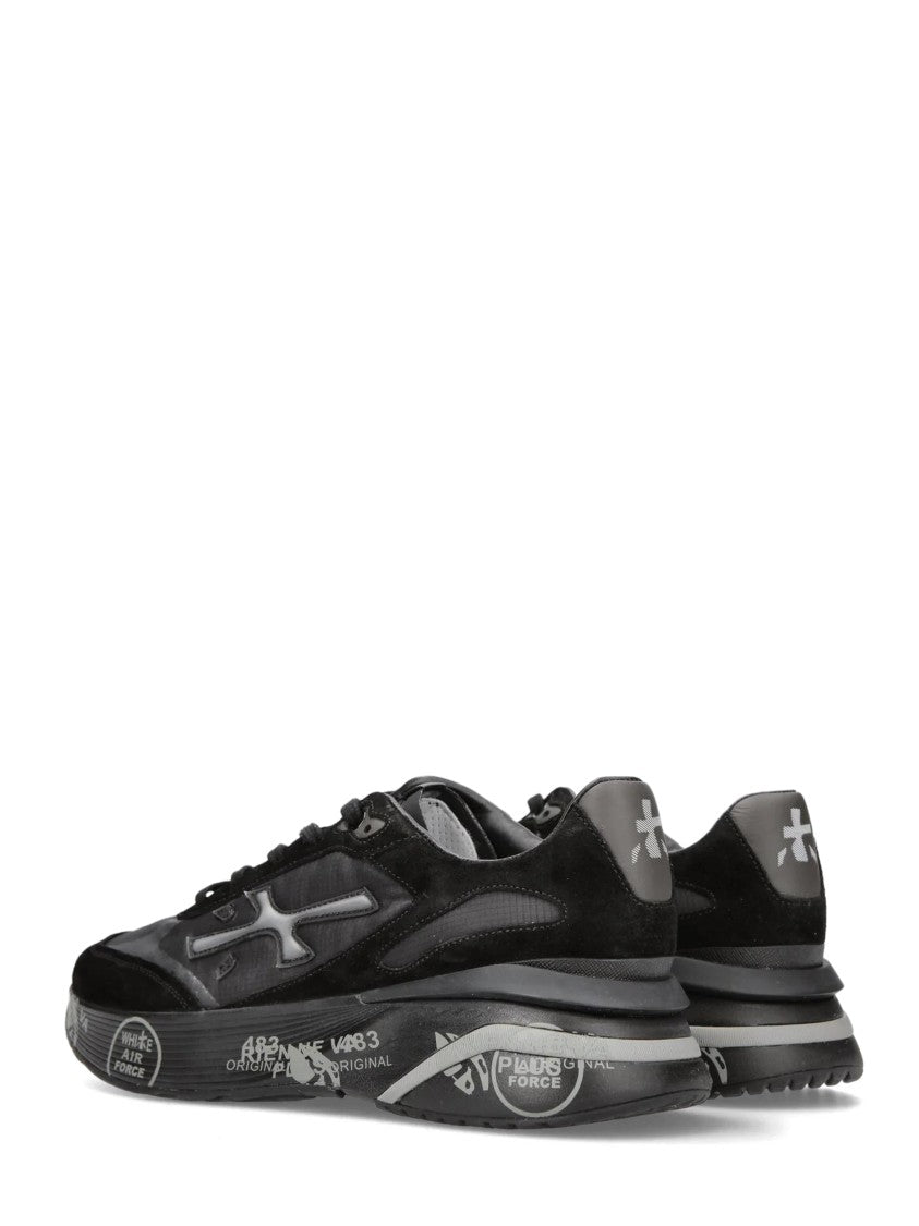 Premiata Low-Profile Sneakers With Calf Leather Overlays