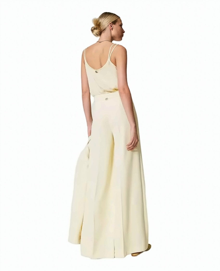Twin-Set Crêpe Fluid Stretch Side-Zip Palazzo Pants