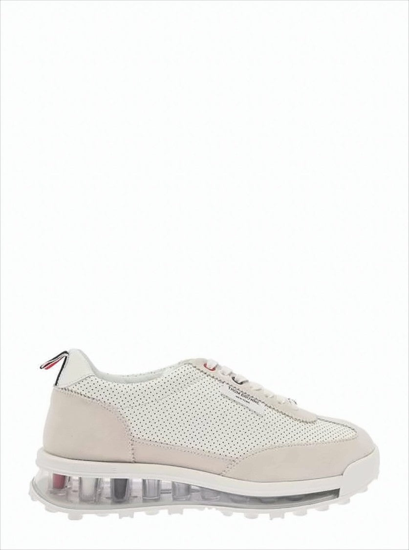 Thom Browne Perforated Calfskin Sneakers With Transparent Sole