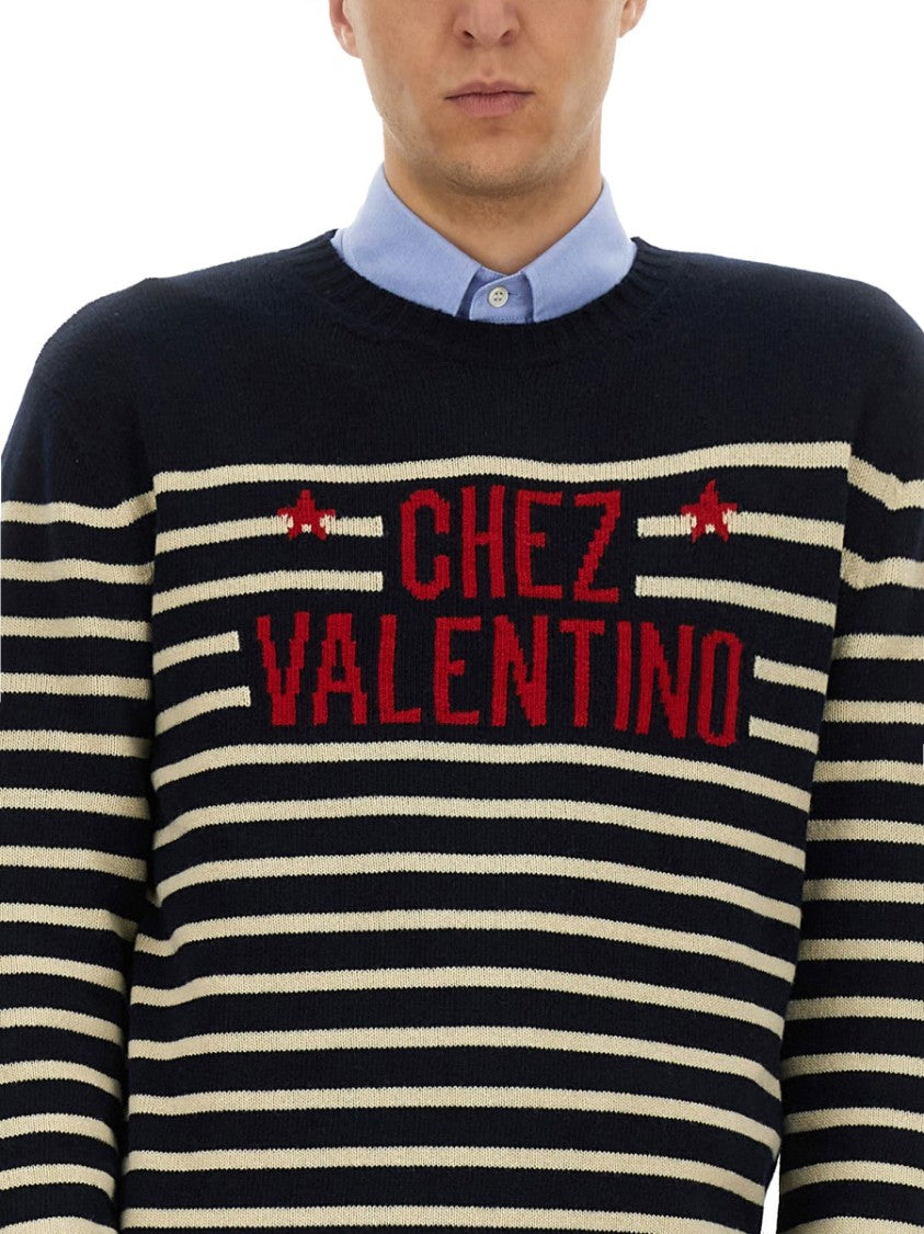 Valentino Regular Fit Wool Sweater With Minimalistic Aesthetic
