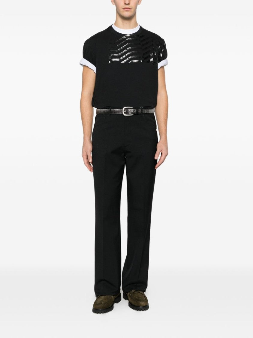 Golden Goose Black Short-Sleeve T-Shirt With Stripe Detail
