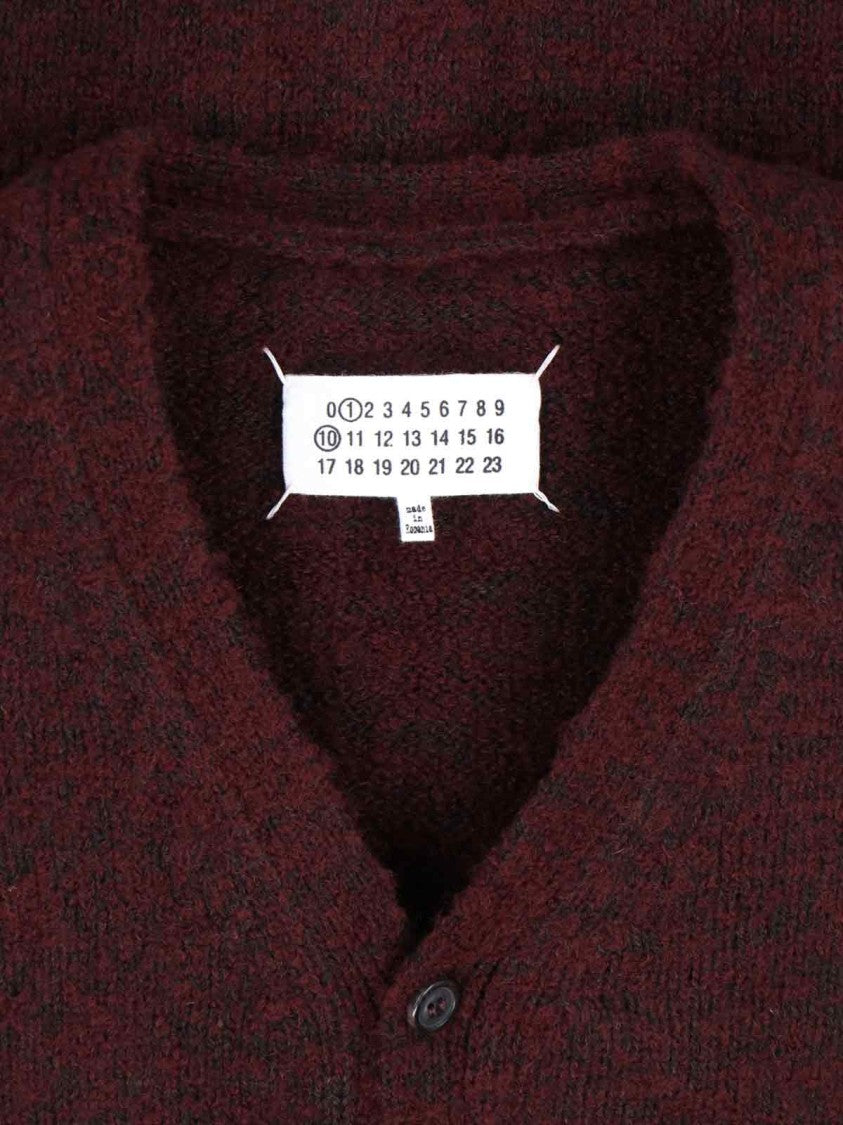 Maison Margiela V-Neck Wool Blend Cardigan – Red