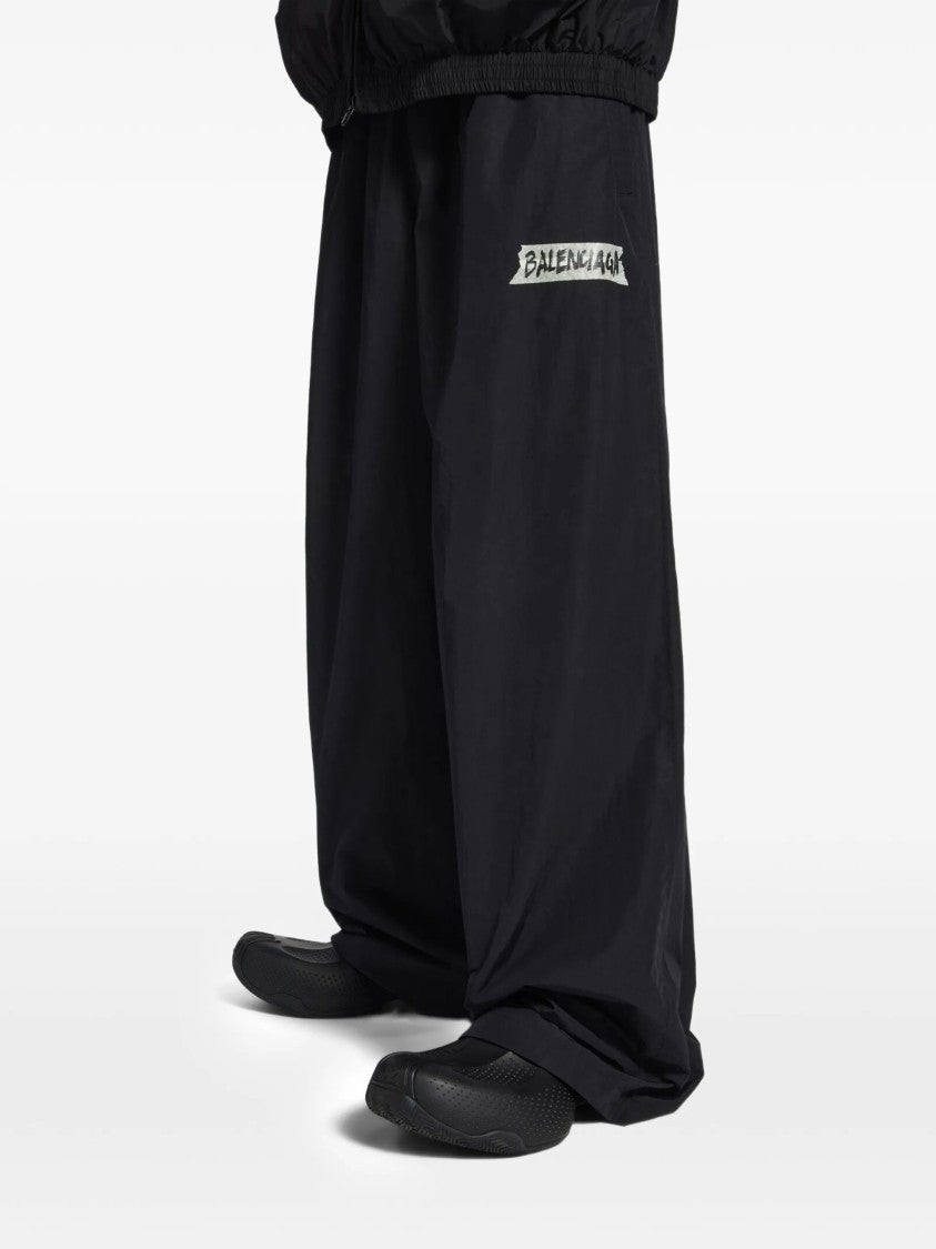 Balenciaga Black Tracksuit Loose Wide-Leg Pants
