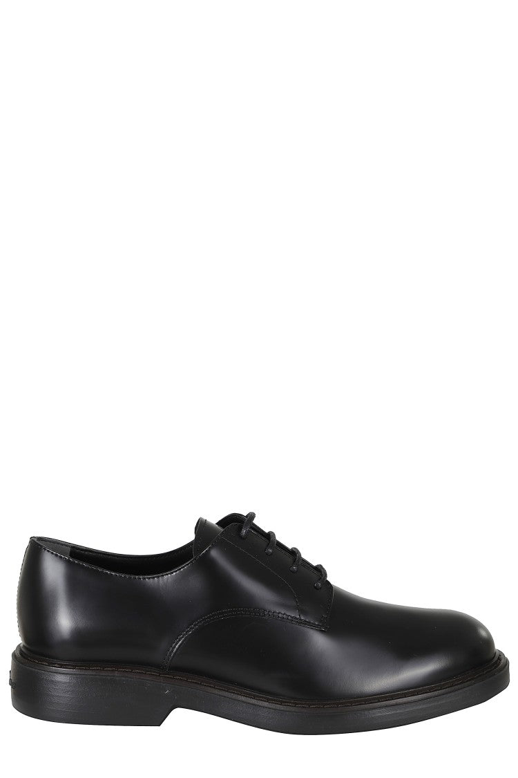 Hogan Black H704 Leather Rubber Sole Leather Lace-Up Shoes