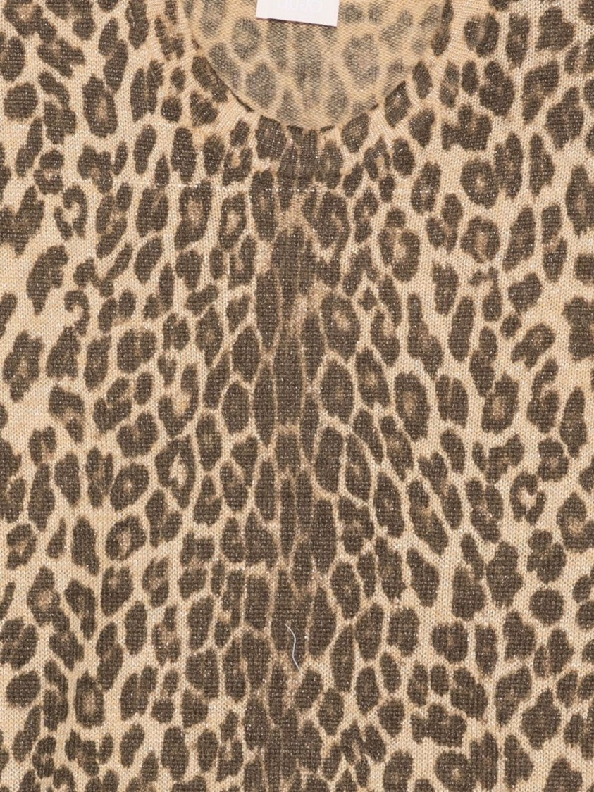 Liu Jo Leopard Print Knit Sweater With Relaxed Fit