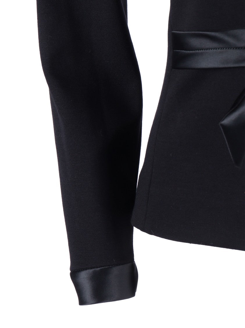 Emporio Armani Fitted Minimalist Ribbon Accent Blazer